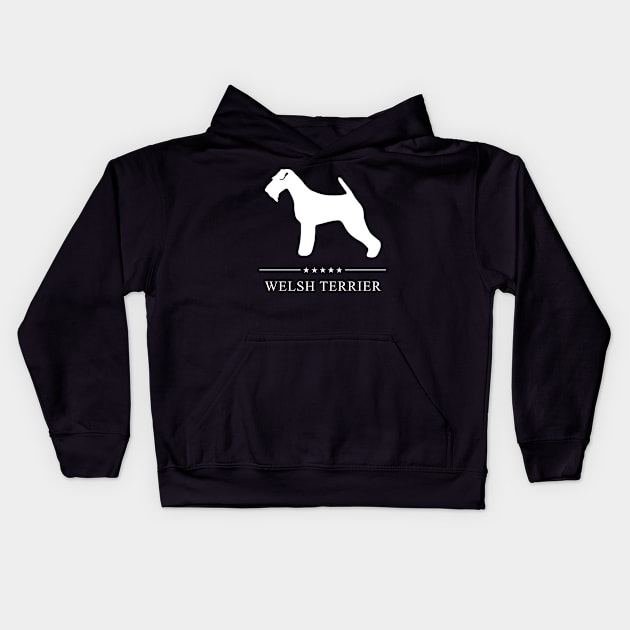 Welsh Terrier Dog White Silhouette Kids Hoodie by millersye